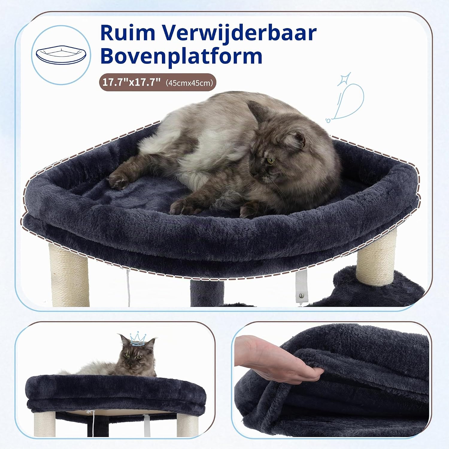 Detalle de Gitelsnour GCT025G krabpaal voor binnenkatten met sisal en kattenhuis