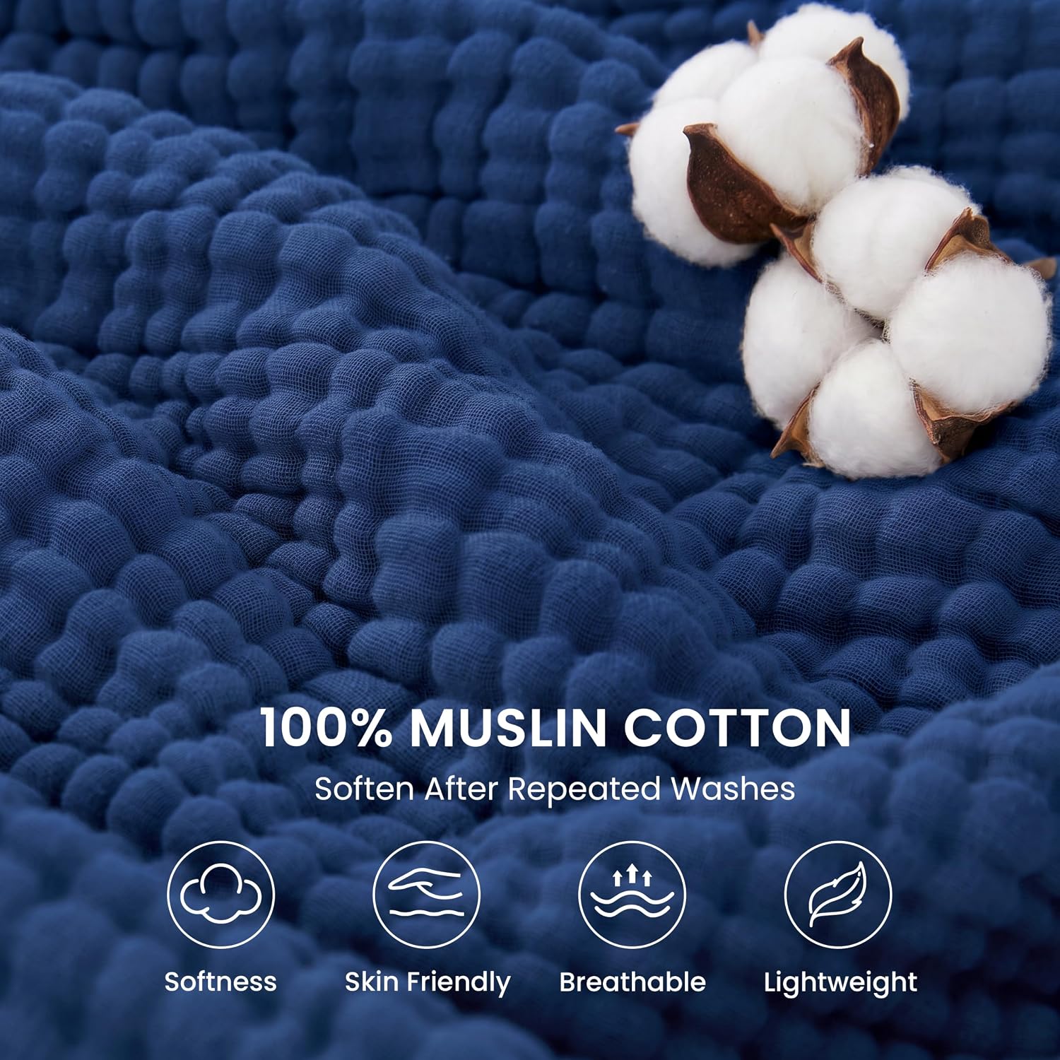 Detalle de Love's cabin Cotton Muslin Blanket, King Size