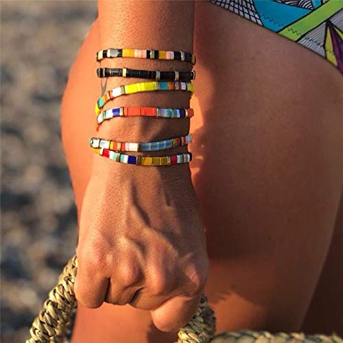 Detalle 1 de KELITCH Moda Tila Miyuki: Pulsera elástica de cuentas coloridas para mujer
