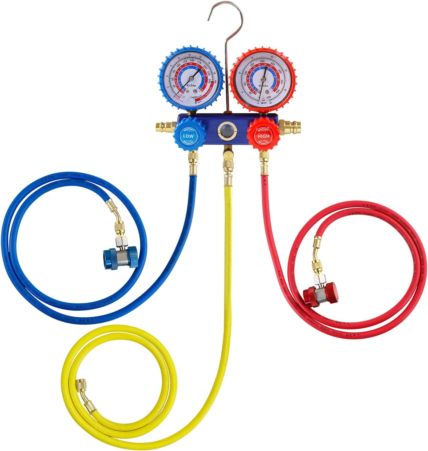 Detalle 2 de CCLIFE Regolabile R134A Attacco Rapido HVAC: Connettore Coppia Adattatore Alto/Basso 1/4" SAE