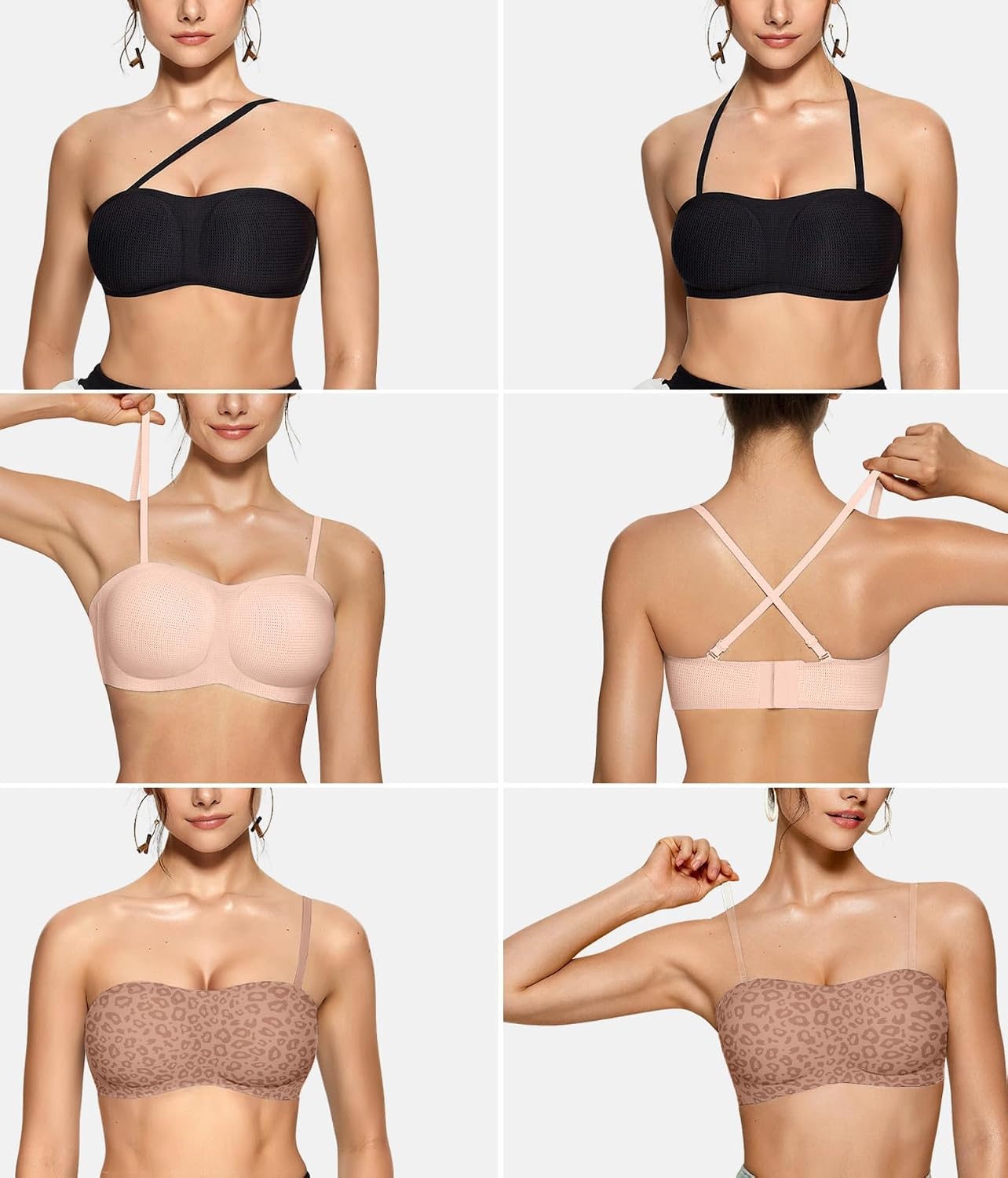 Detalle de OEAK Womens Strapless Jelly Push Up Bandeau Bra with Non-Slip Wireless Support
