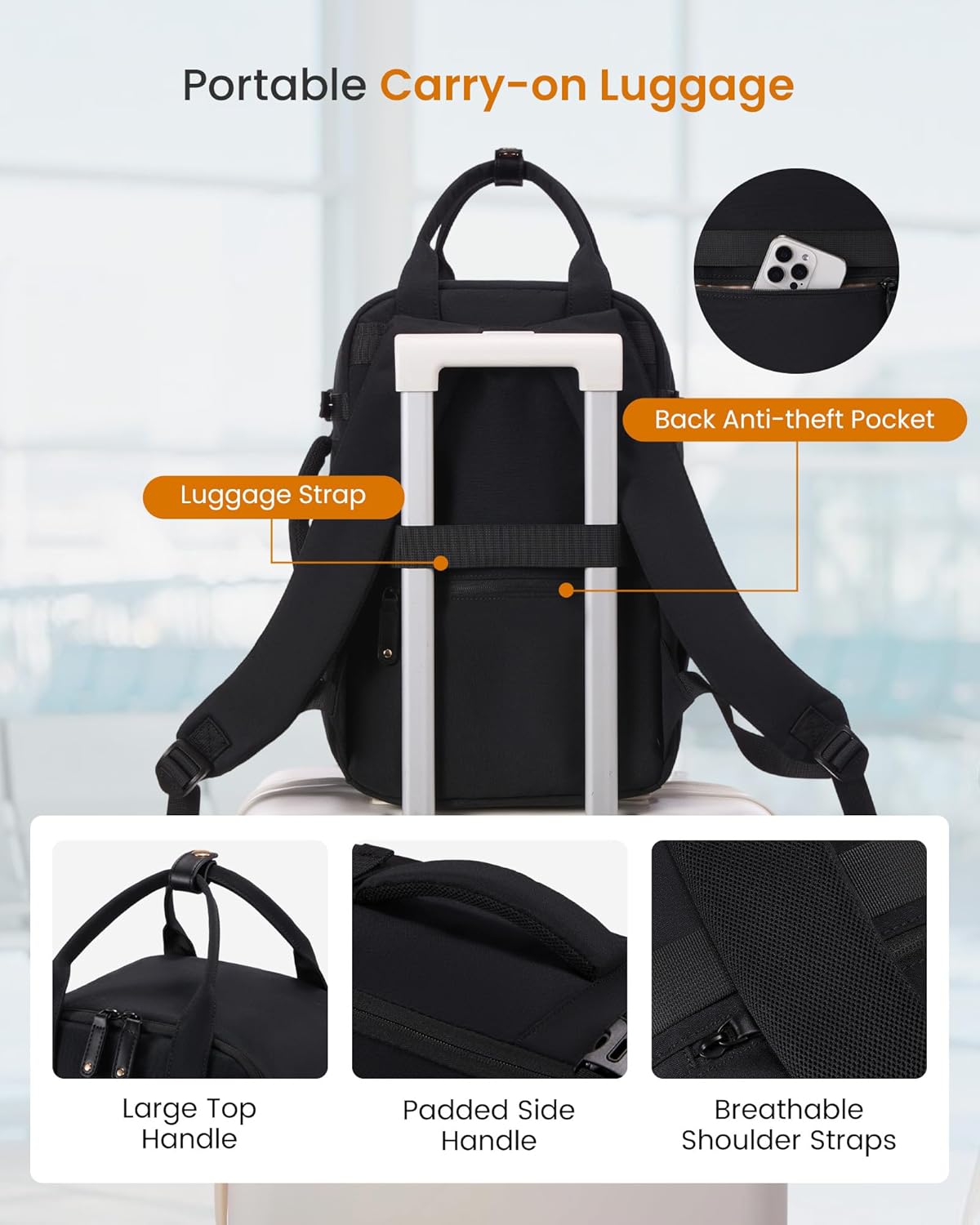 Thumbnail 6 de LOVEVOOK Ryanair Cabin Bags 40x20x25 Underseat Carry On Travel Backpack – 20L