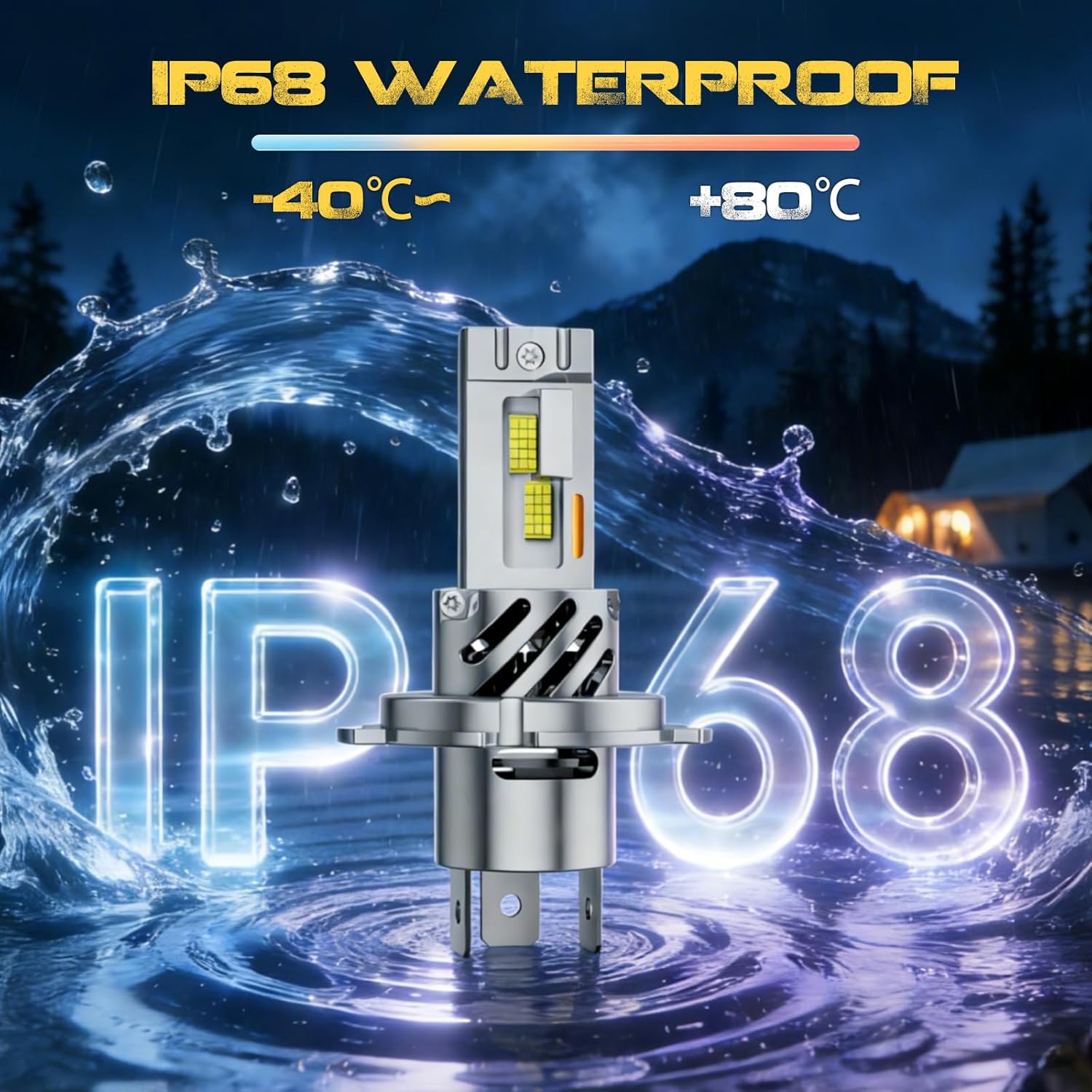 Thumbnail 5 de KOYOSO H4 LED 120W 30000LM 6000K – Kit 2 lampadine H4 Plug‑and‑Play, raffreddamento attivo, antiriflesso e IP68