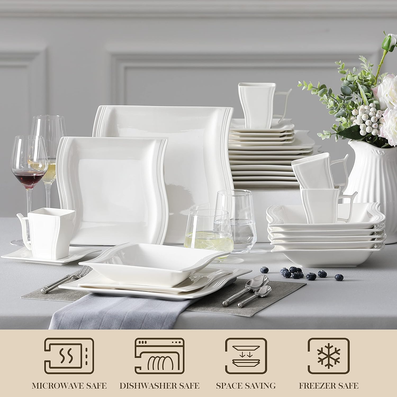 Thumbnail 3 de MALACASA Flora 30-Piece Dinnerware Set