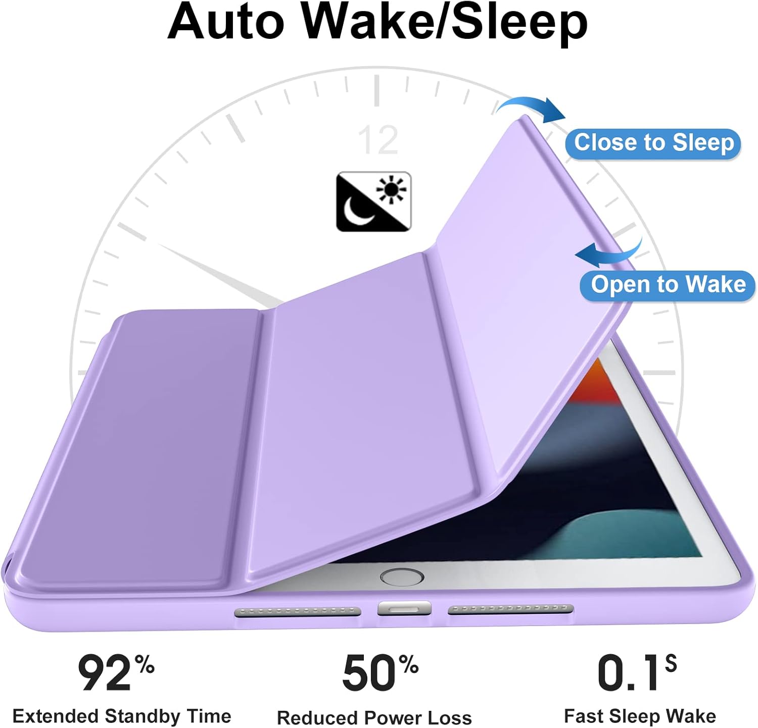 Thumbnail 5 de Vobafe iPad 10.2 case (7th/8th/9th gen, 2021/2020/2019) with pencil holder, lavender TPU cover