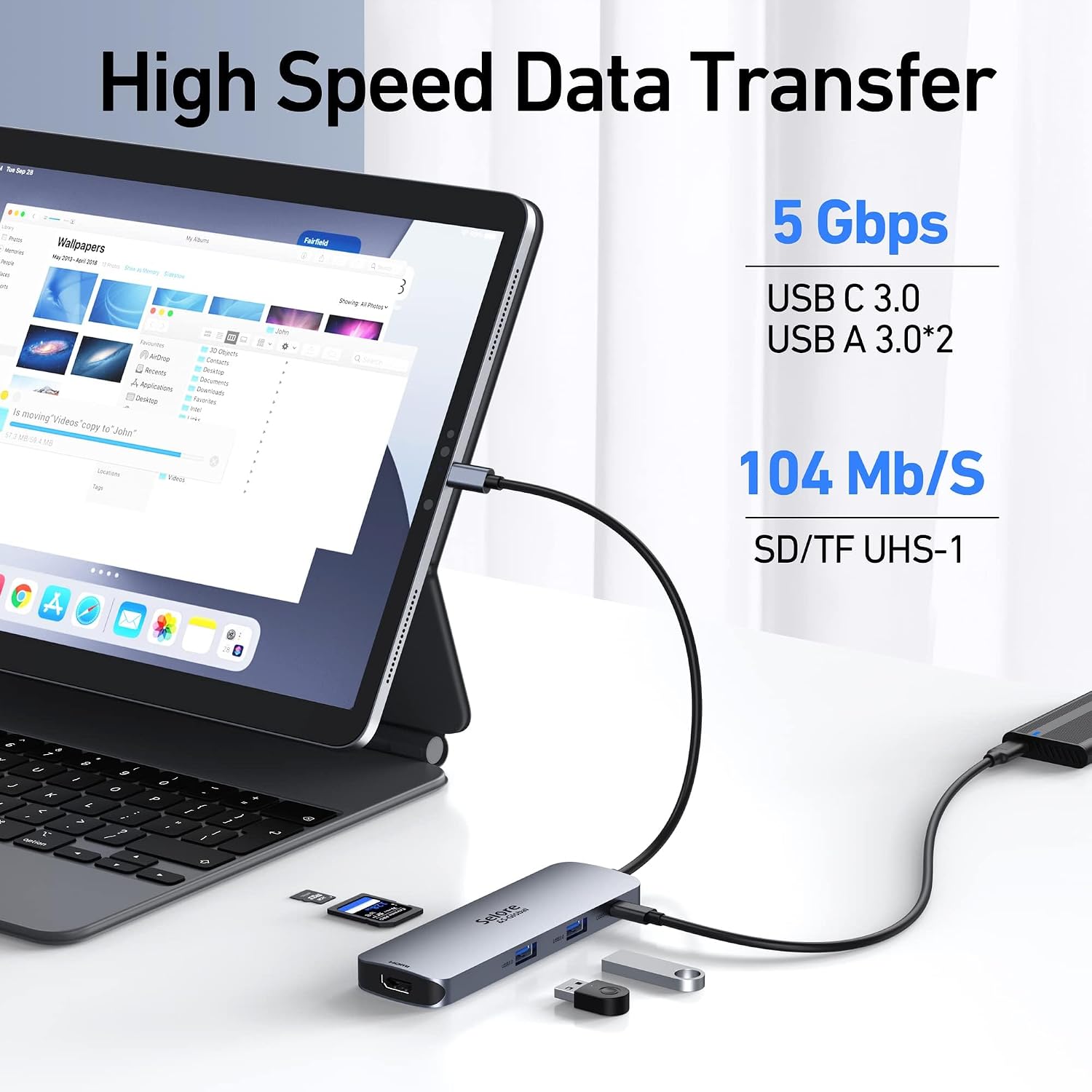 Detalle 2 de Selore&S-Global SEUC0422 USB-C Docking Station, Dual HDMI and 100W PD