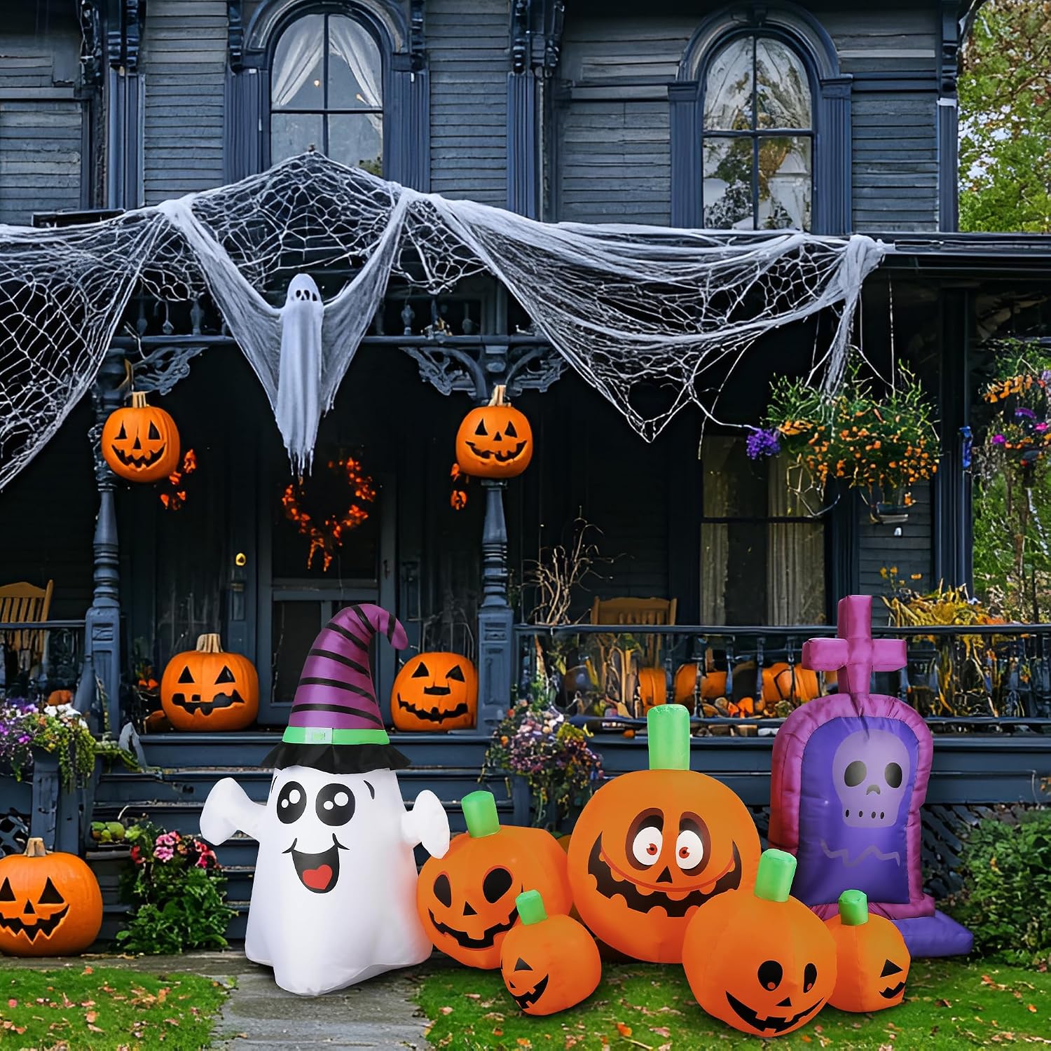 Thumbnail 6 de Dofulay Christmas 3.7-Ft Inflatable Halloween Tombstone with Multicolor LEDs