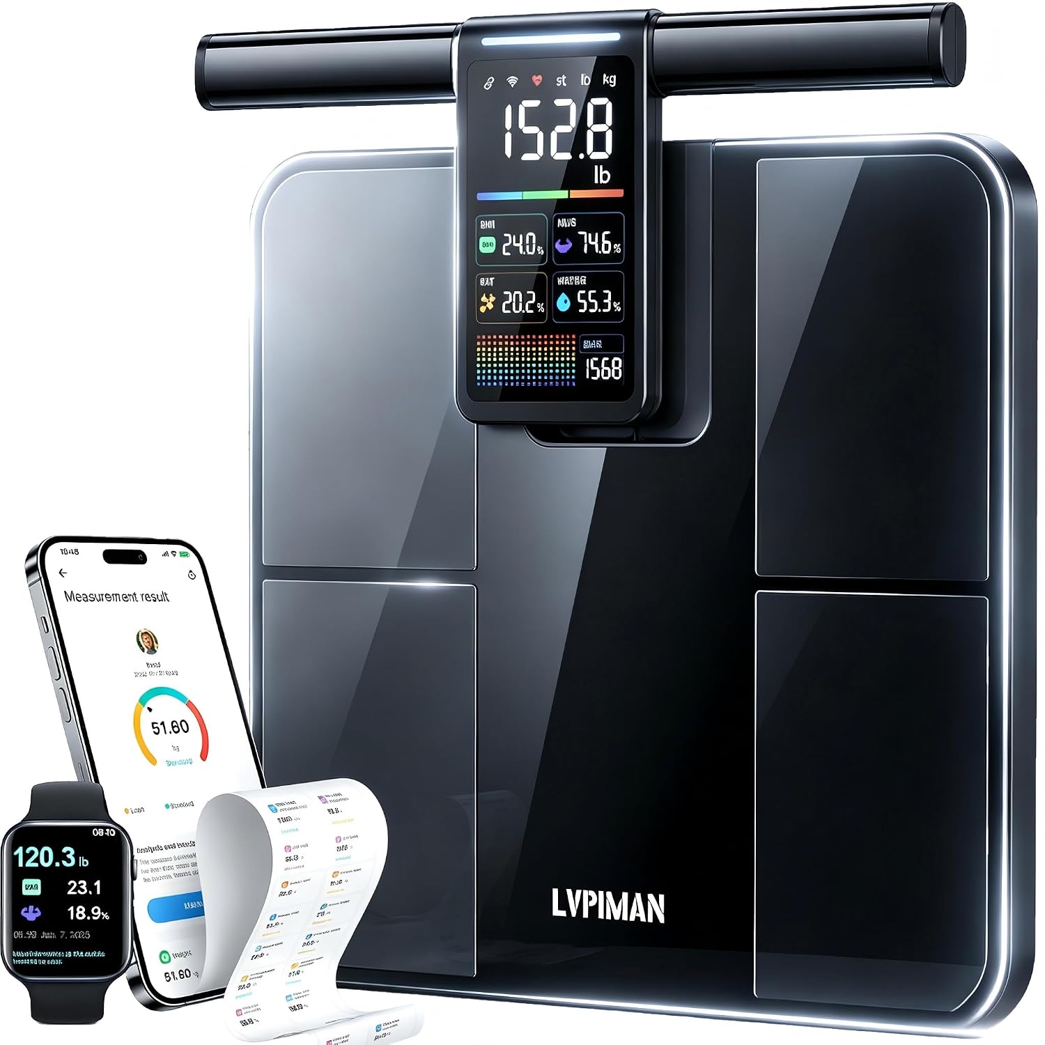 Detalle de Digital Bathroom Smart Scale with 8-Electrode BIA