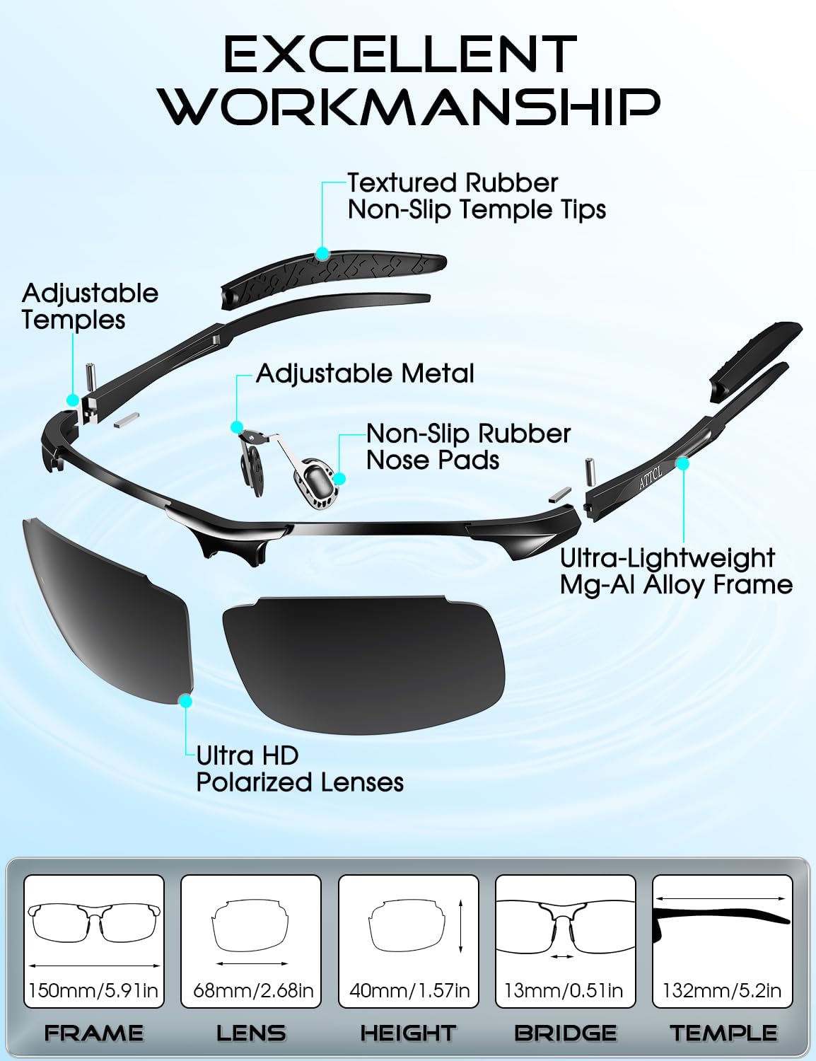 Thumbnail 6 de ATTCL Polarised Sports Sunglasses for Men with UV400 Protection (Wrap Around, Lightweight 20g)