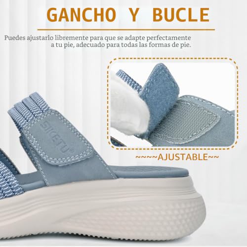 Detalle 2 de ZDQ Sandalias Mujer Verano Ortopedicas Sandalias con Punta Abierta Azul 42