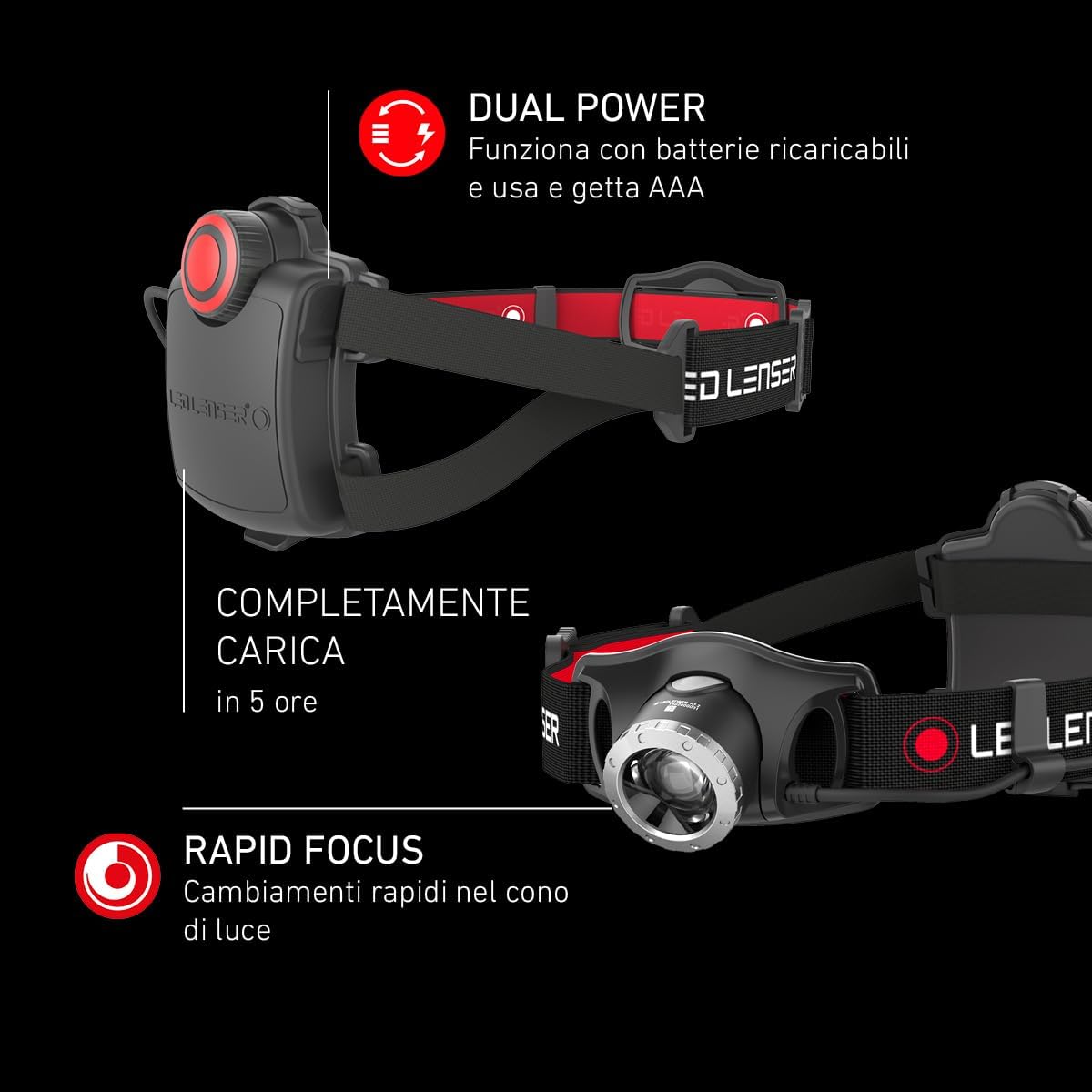 Thumbnail 6 de Ledlenser H7R.2 – Frontale LED ricaricabile con doppia alimentazione e regolazione continua della luce