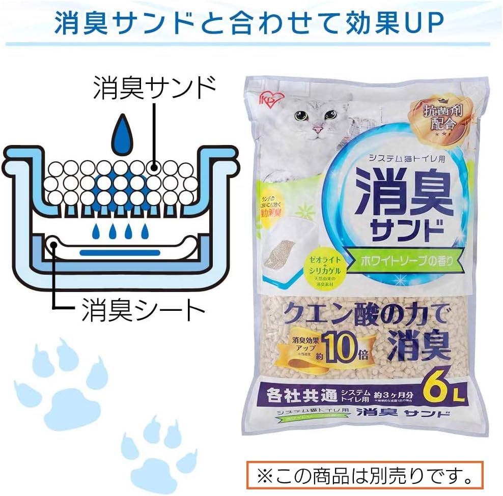 Detalle de アイリスオーヤマ システムトイレ用脱臭シート 極厚・クエン酸入り 30枚入 複数猫向け