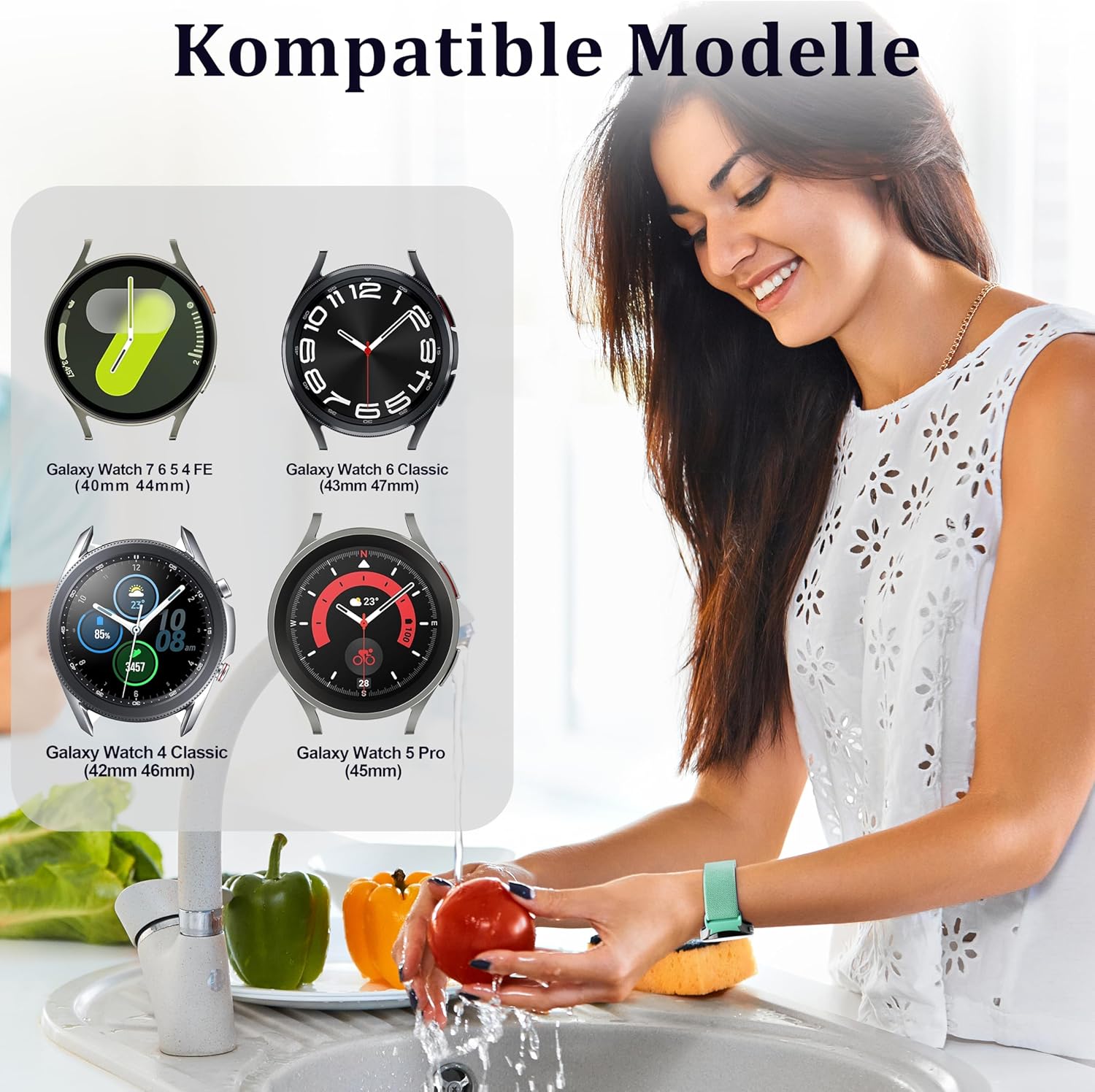 Thumbnail 4 de Polyjoy Ein-Klick elastisches Armband für Samsung Galaxy Watch 7/6/5/4 (40–47 mm) mit Magnetverschluss