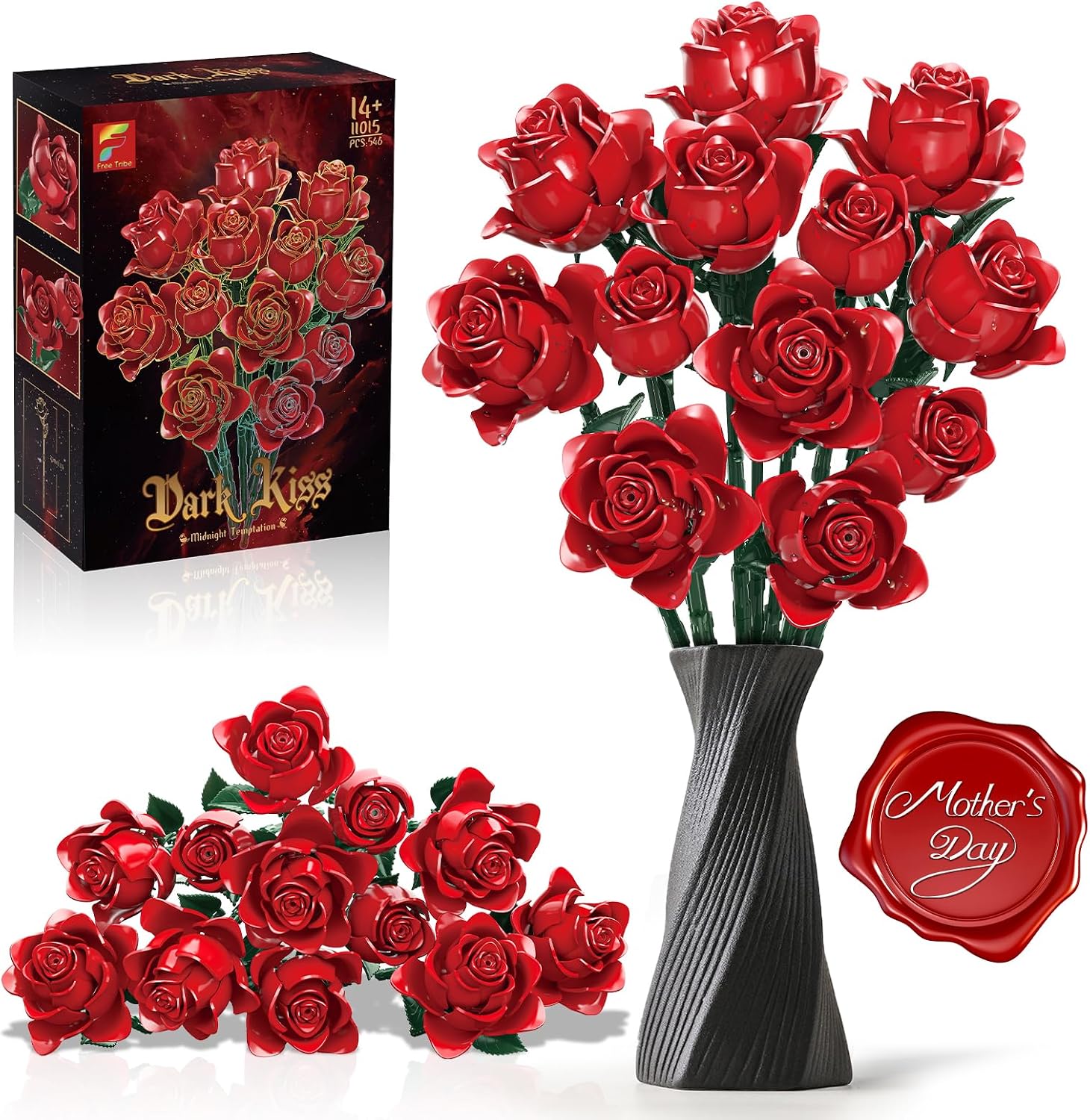 Detalle de Rot Rosenstrauß Bausatz 12 künstliche Rosen