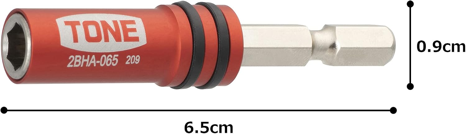 Detalle de トネ(TONE) 2BHA-065 電動ドリル用ビットホルダー 6.35mm対応・全長65mm・レッド