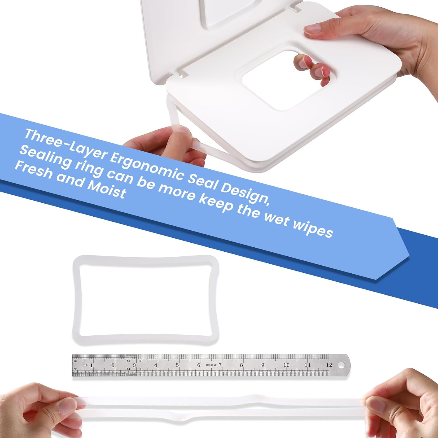 Thumbnail 5 de Lijroavy QLH7002 Baby Wipes Dispenser, White Refillable Holder with Sealing Lid