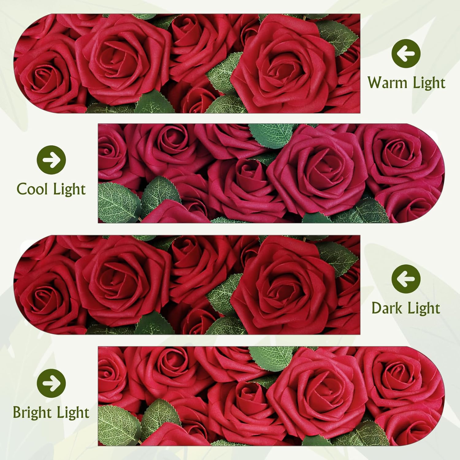 Thumbnail 4 de AmyHomie Dark Red Rose Artificial Flowers – 25 Real-Looking Roses with Bendable Stems
