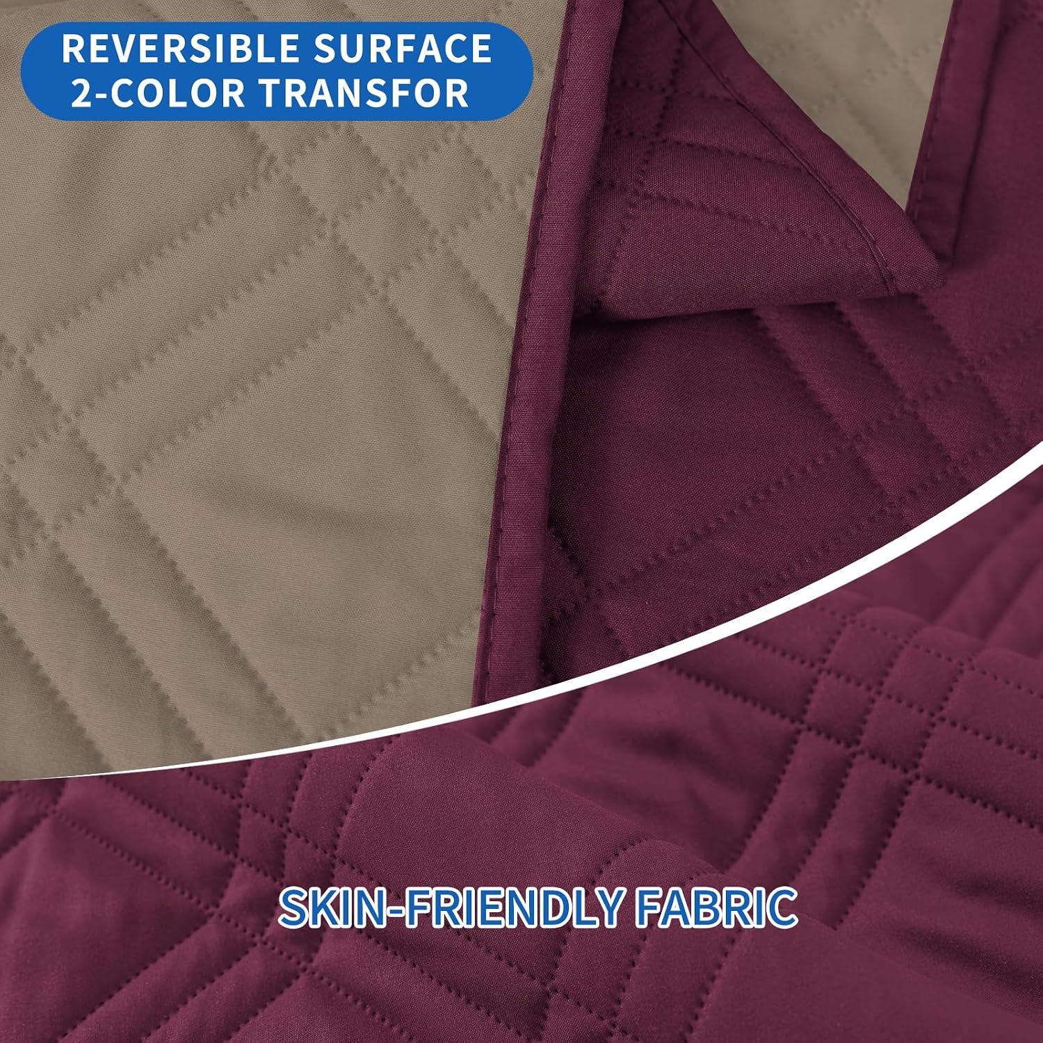 Detalle de Ystyle copripoltrona Relax reclinabile reversibile Bordeaux + caffè chiaro (1 posto) antimacchia antiscivolo