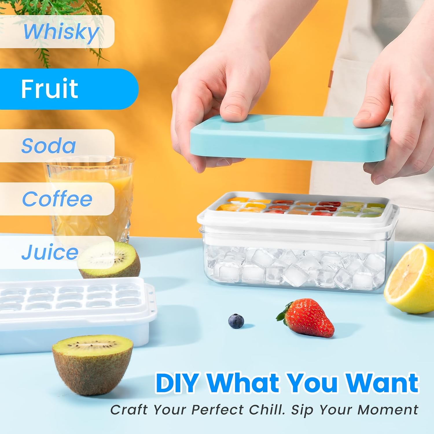 Thumbnail 6 de PHINOX 28ICEBLU3 Ice Cube Tray Set, 84 Mini Cubes with Lid and Bin