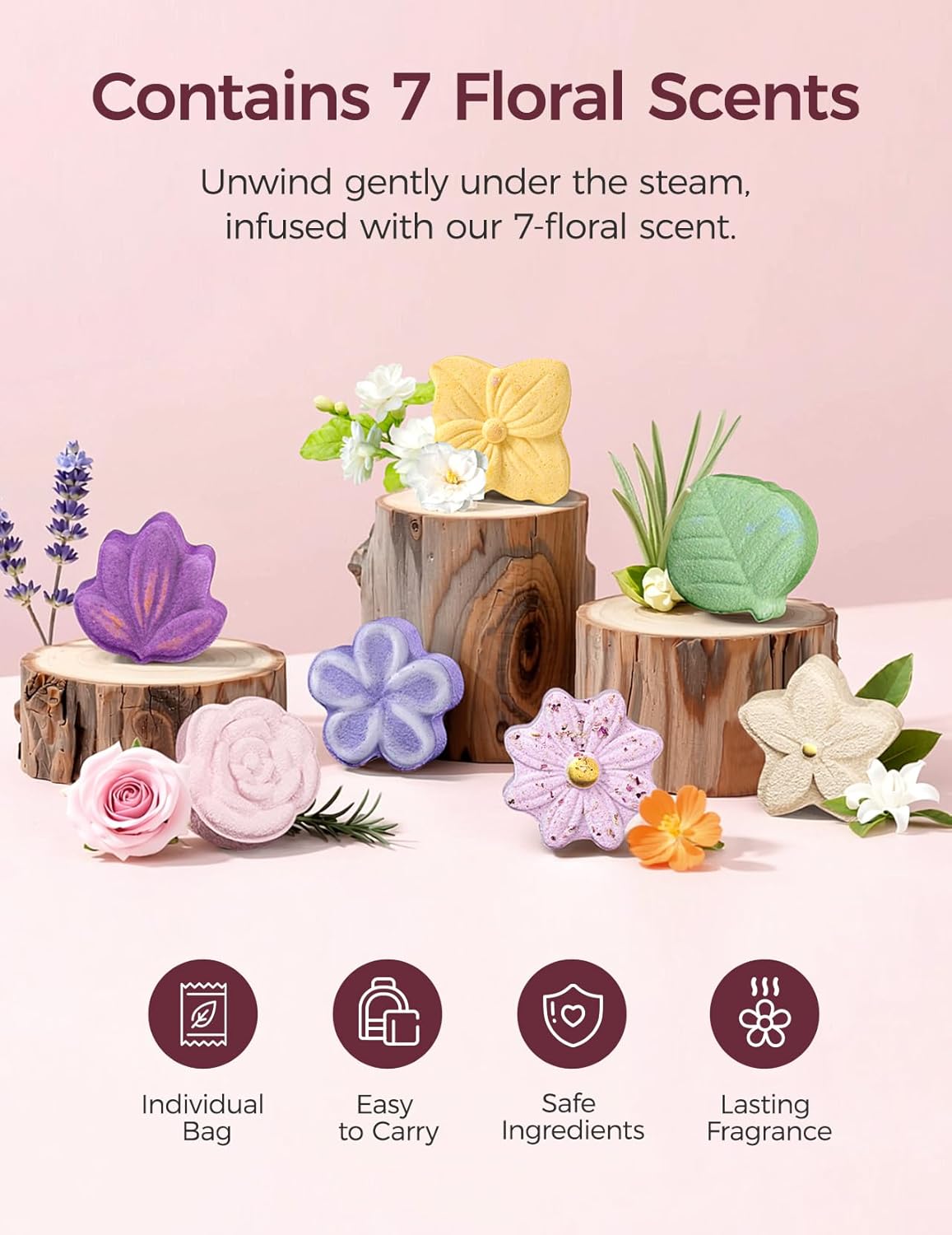 Thumbnail 3 de Momcozy Shower Steamers 14 Pack (7 shapes) with floral scents for home spa showers