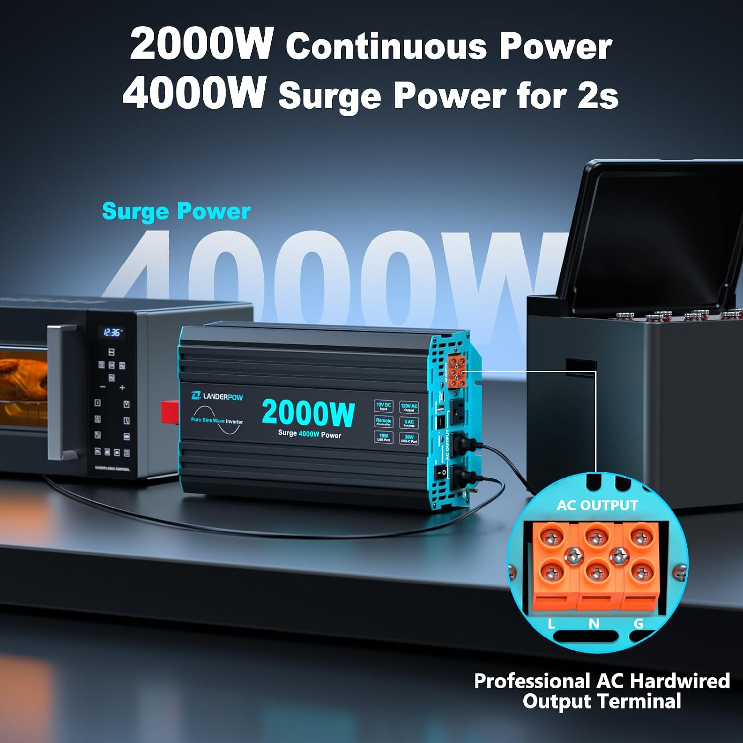 Detalle 2 de LANDERPOW Pure Sine Wave Inverter 2000W