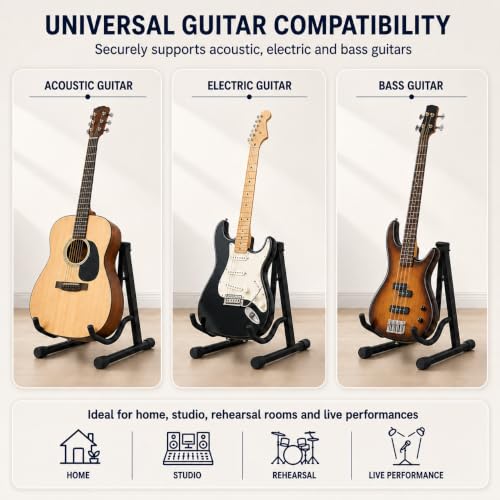Detalle de KEPLIN Guitar Stand 2 Pack: Universal A-Frame, Foldable & Portable
