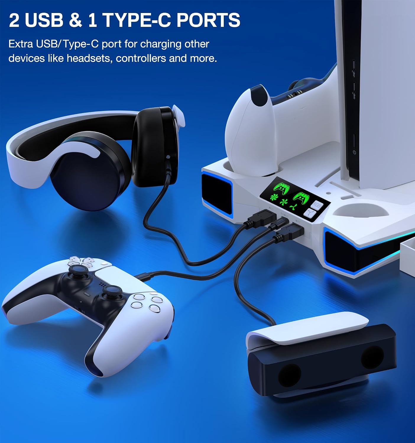 Thumbnail 5 de Vertical PS5 Stand and Cooler Station with Dual Controller Charging