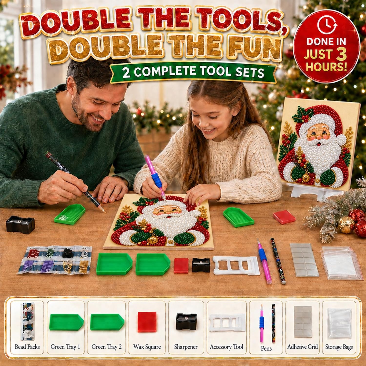 Detalle 1 de Diamond and Pearl Christmas Art Kit, 10 x 10 in
