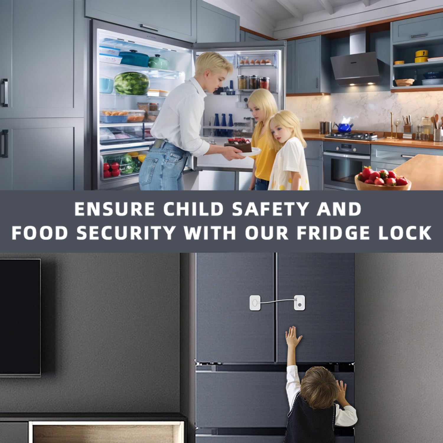Detalle 2 de RORMGO Refrigerator Lock, 2-Pack with Key, Silicone Wire Protection, White