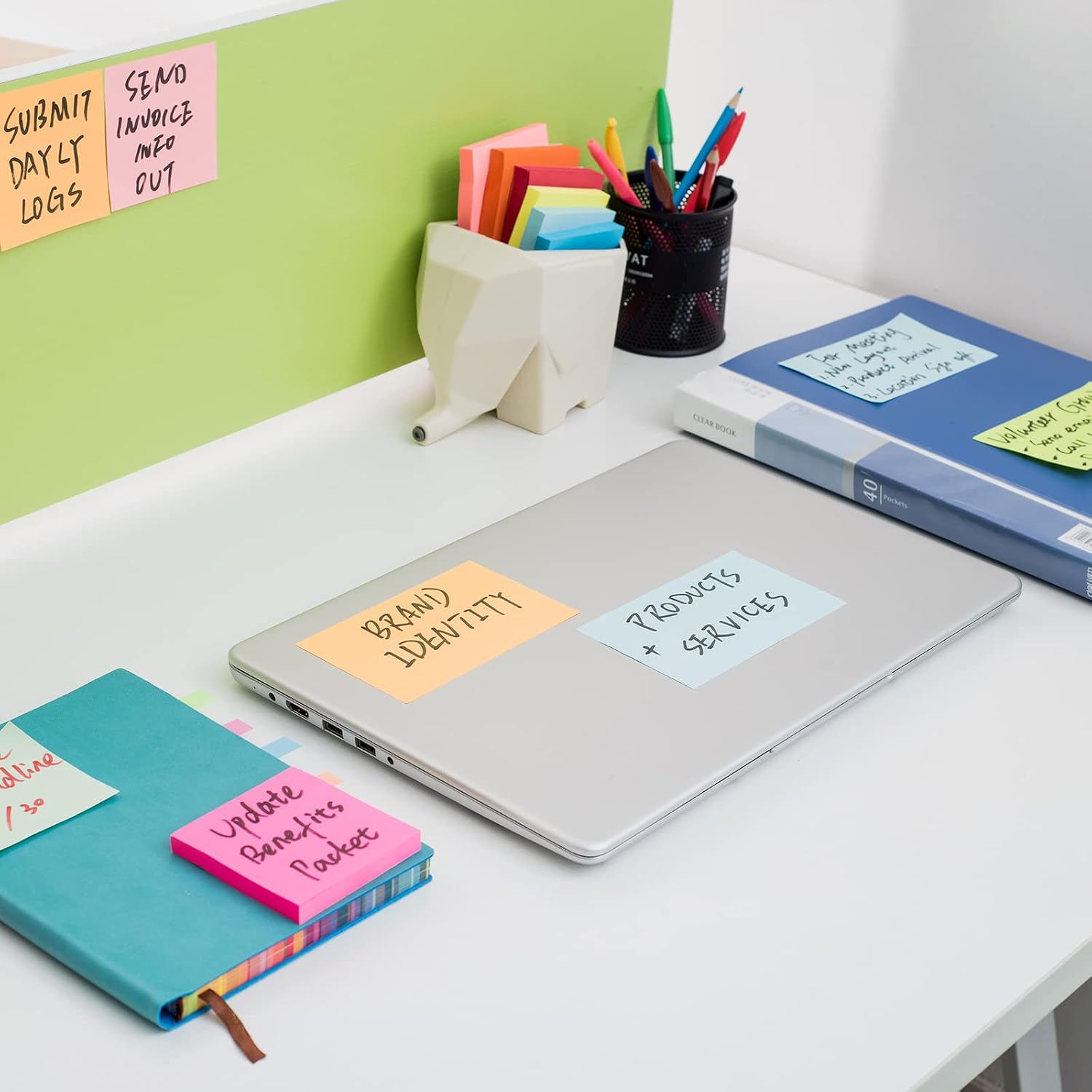 Detalle de ZCZN 6 Bright Assorted Colours Sticky Notes (76 x 76 mm), 24 Pads, 100 Sheets per Pad