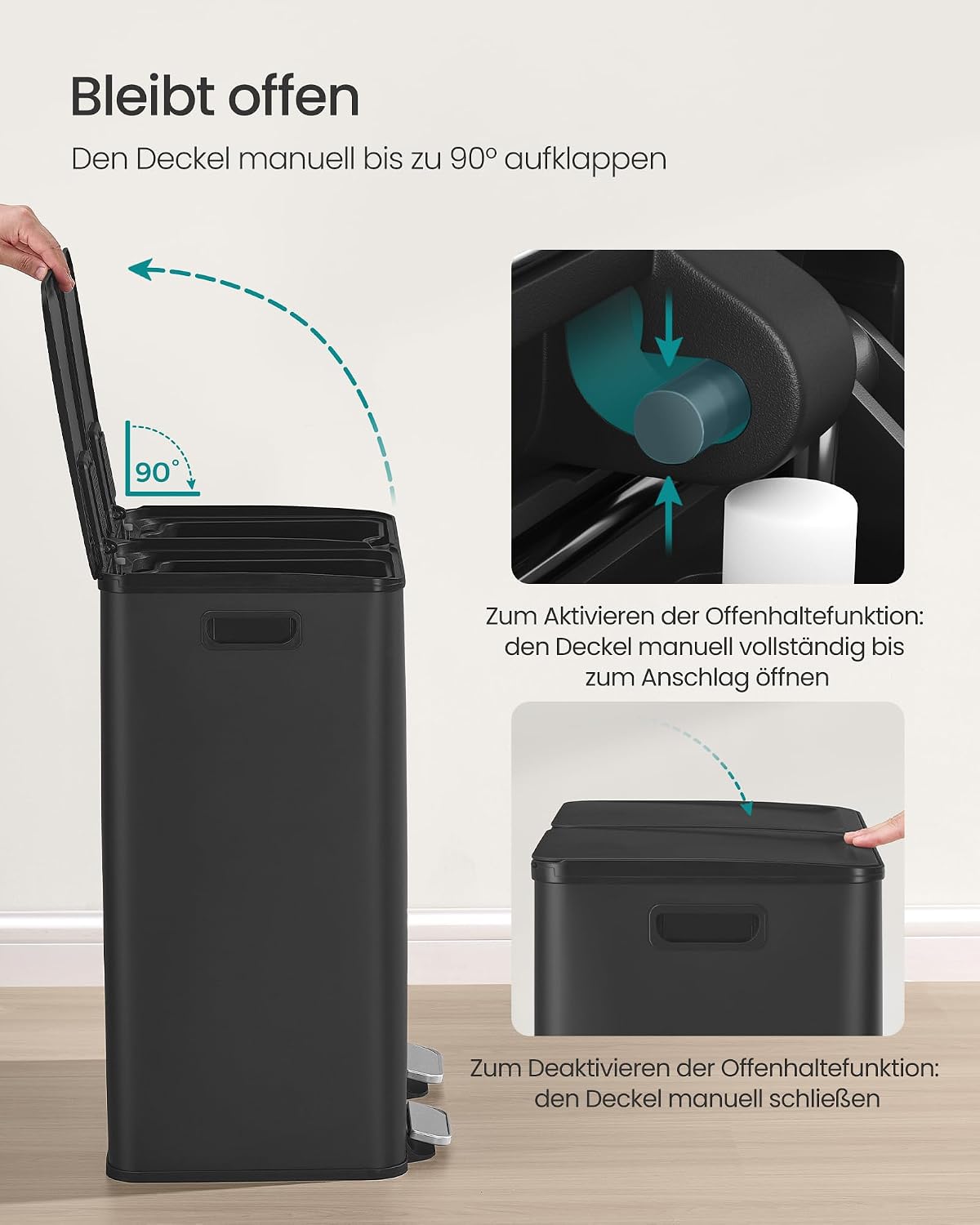 Thumbnail 5 de SONGMICS Mülleimer Küche 2x30 L two-fach mit Softclose