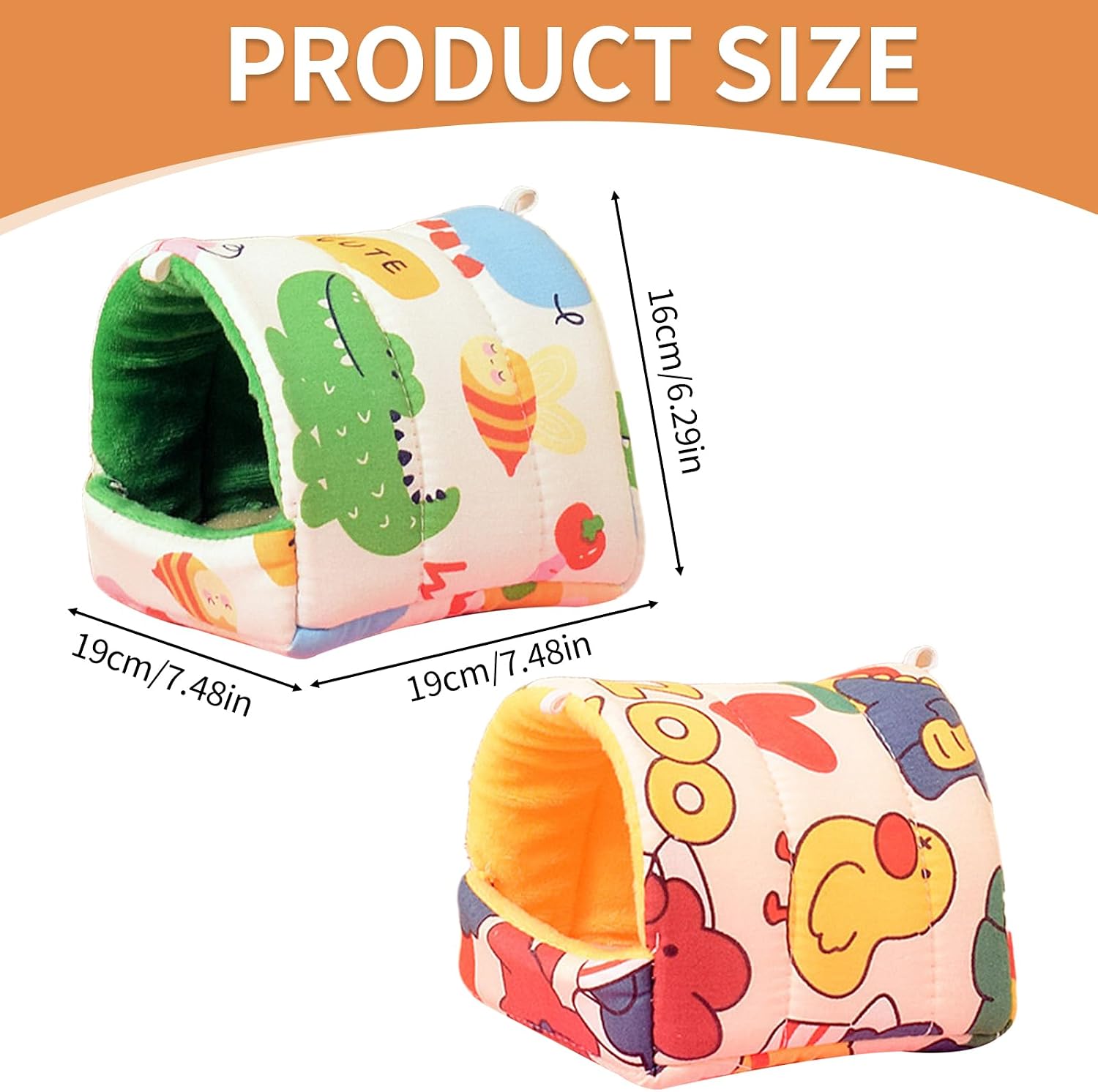 Detalle 2 de 2-Pack Guinea Pig Bed and Hideout (19x18 cm) – Warm, Washable Small Animal House