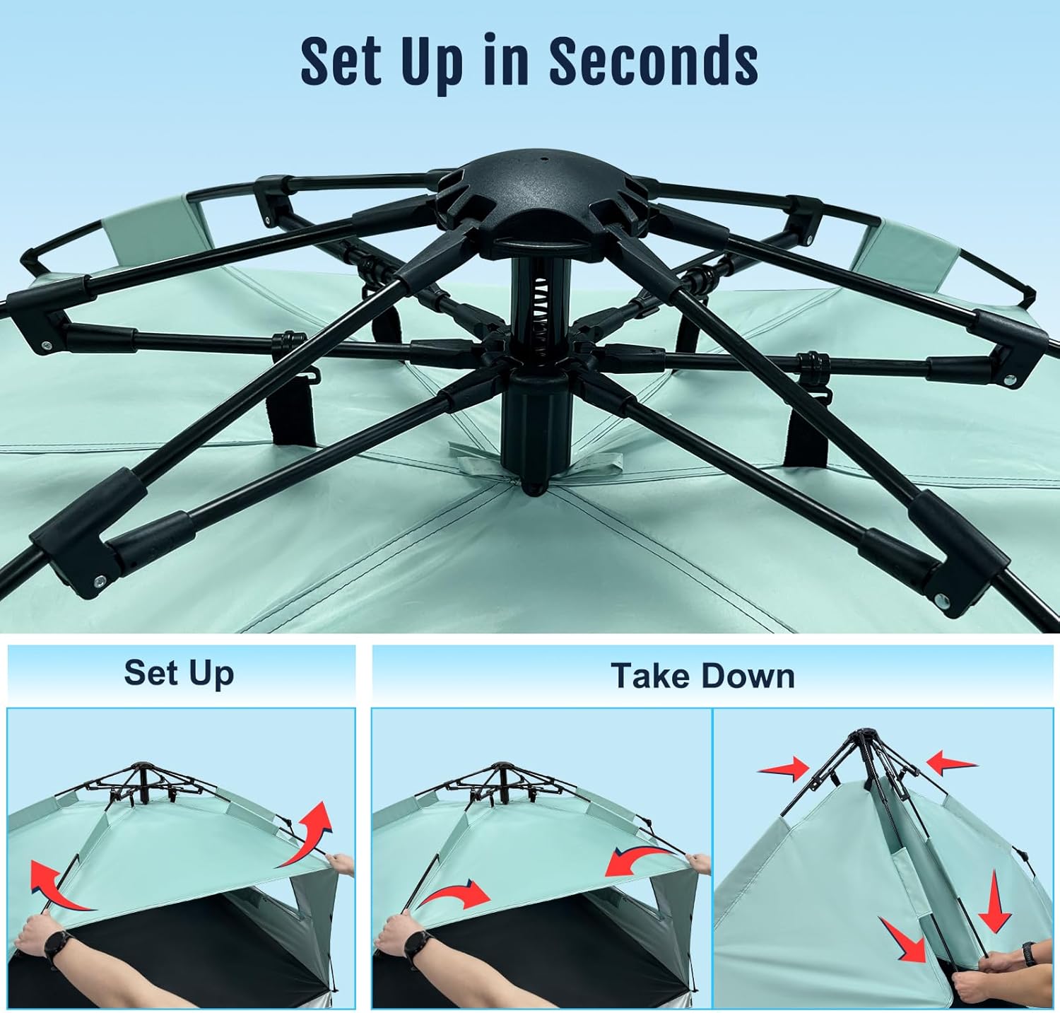 Thumbnail 1 de WhiteFang Deluxe Pop Up Beach Tent: UV-Protection Shelter for 3–6 People