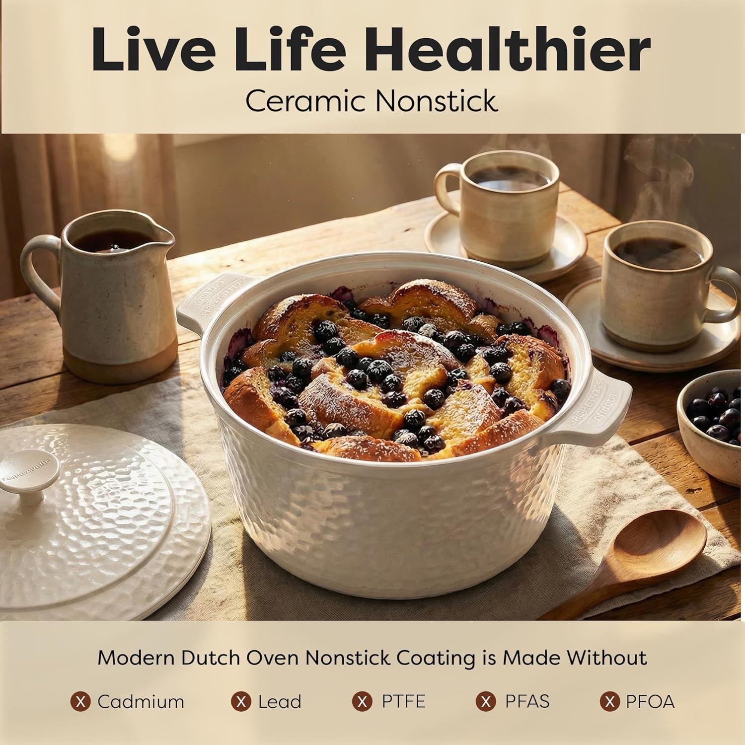Thumbnail 2 de Gotham Steel Hammered 5 Qt Lightweight Dutch Oven with Lid & Holders