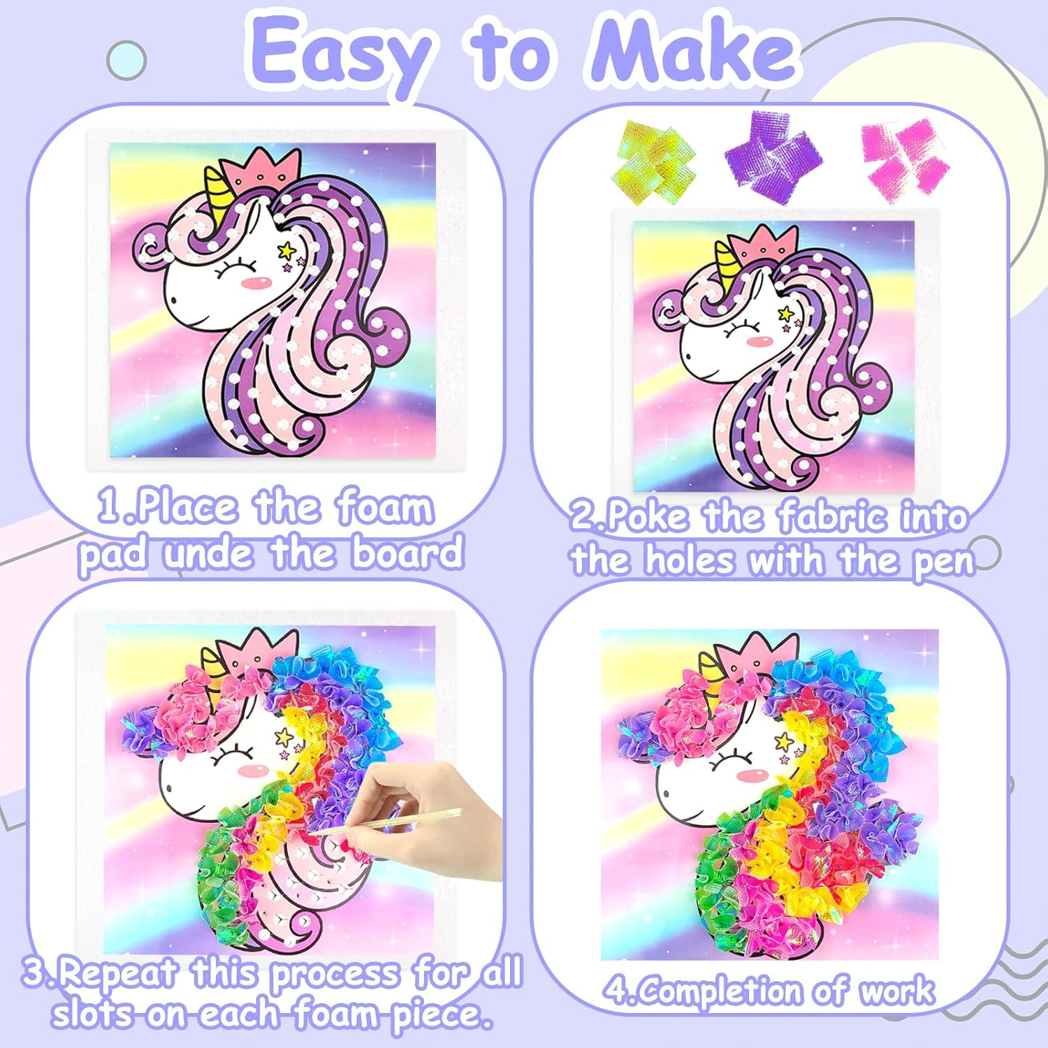 Thumbnail 2 de Poke-in Fun Art Fabric Craft Kit – Magical Dream Decor poke art set for kids (ages 4–10+)