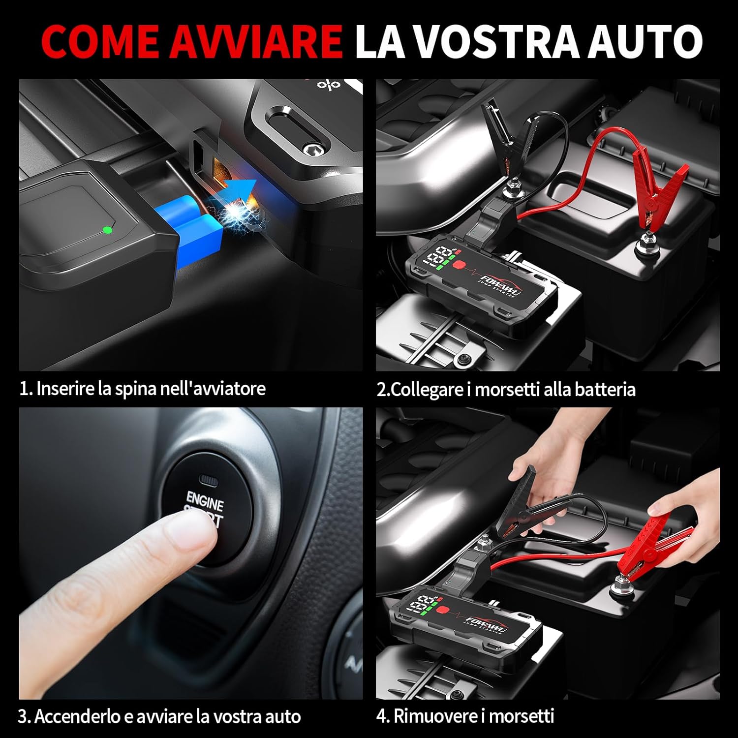 Thumbnail 6 de FOWAWU 7000A Avviatore Batteria Auto: Powerbank di Emergenza 26800 mAh per Auto/Moto con Sicurezza Intelligente