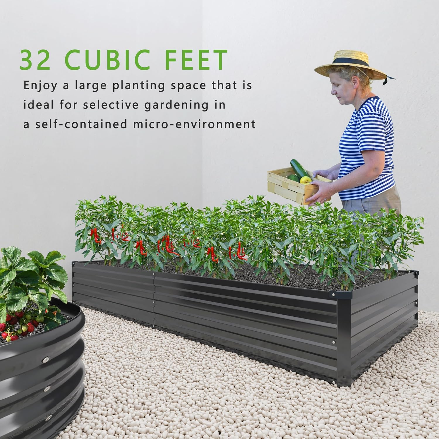 Thumbnail 6 de DIIYIV 2-Piece 8 x 4 x 1 ft Galvanized Raised Garden Bed Kit