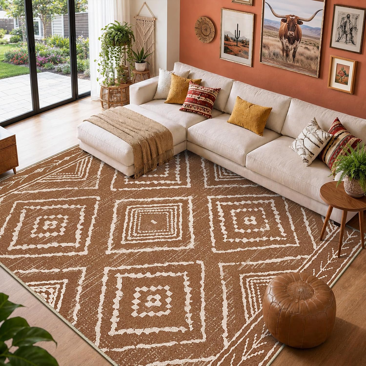 Detalle de Area Rug 8x10 Machine Washable Low Pile Rug 📐