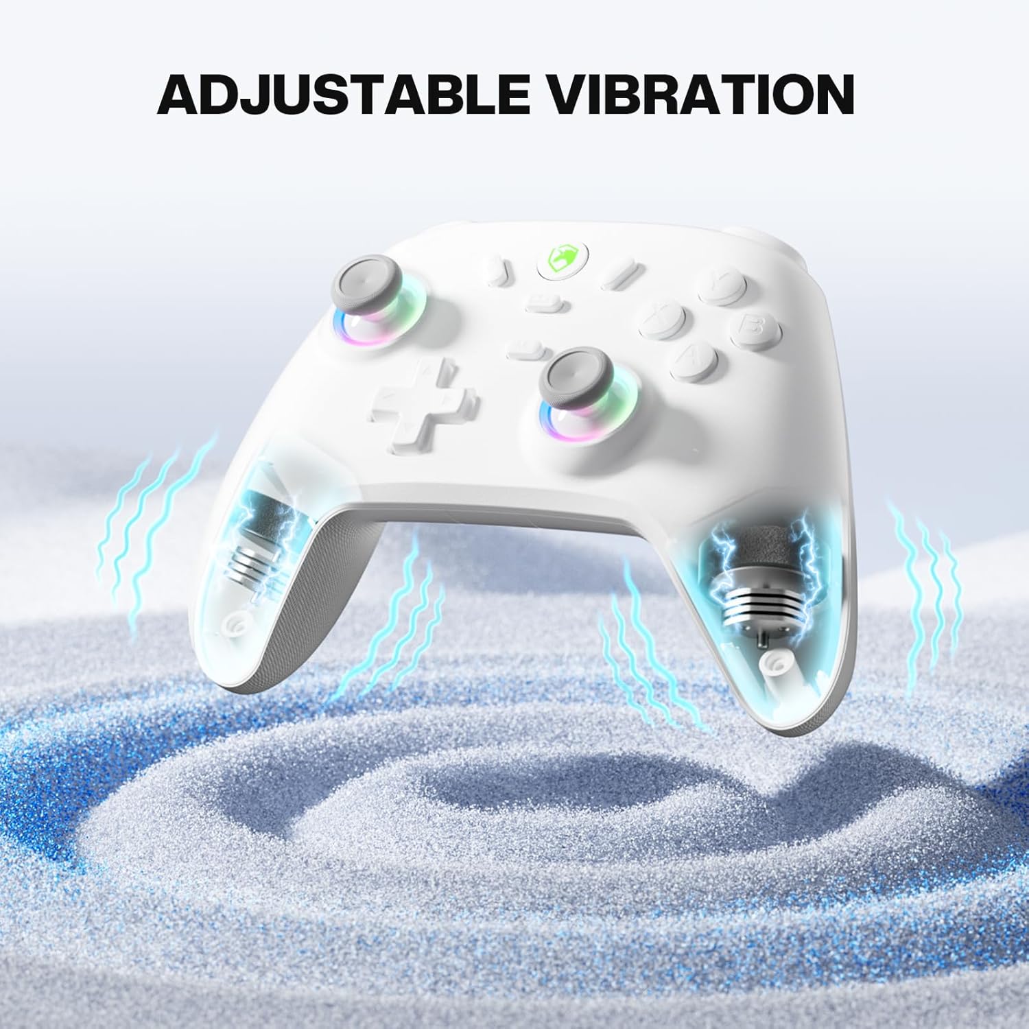 Thumbnail 6 de ECHTPower Wireless-Controller für PC & Switch – 1000 Hz Gaming-Controller mit RGB, Hall-Joysticks, Turbo, Vibration (weiß)