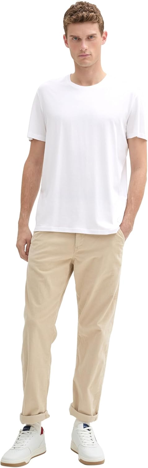 Detalle de TOM TAILOR Herren Basic T-Shirt Doppelpack 1008638, 20000 – White, Größe L