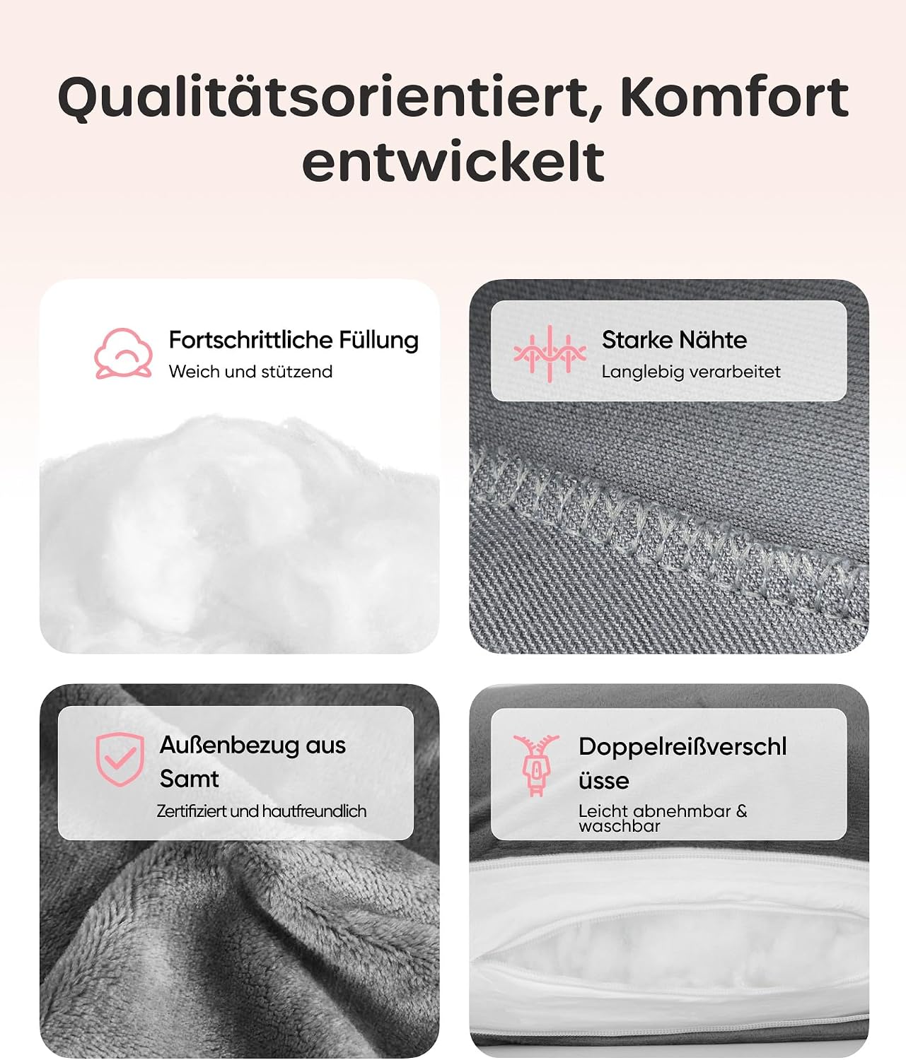 Thumbnail 5 de Nuliie Schwangerschaftskissen U-Form – Komplettunterstützendes Kissen mit waschbarem Bezug (Grau)