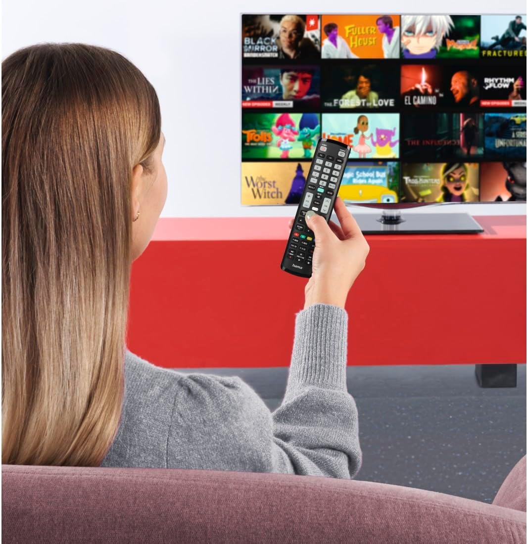 Detalle 1 de Hama lernfähige Universalfernbedienung für Samsung TVs (Infrarot, selbstleuchtende Tasten, Easy Mode)