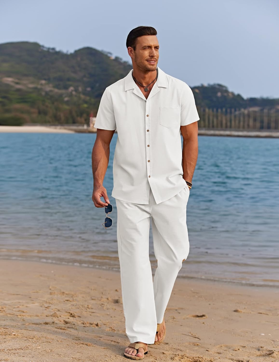 Thumbnail 2 de COOFANDY 2-Piece Linen Beach Set 60% Cotton