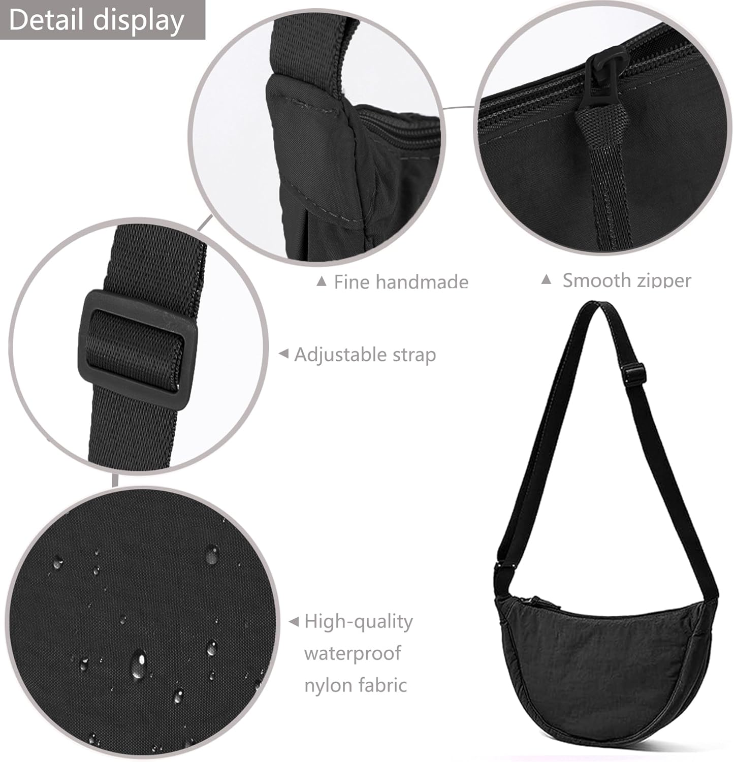 Thumbnail 3 de ANYWN Halbmond Crossbody Bag Damen – leichte, vielseitige Umhängetasche