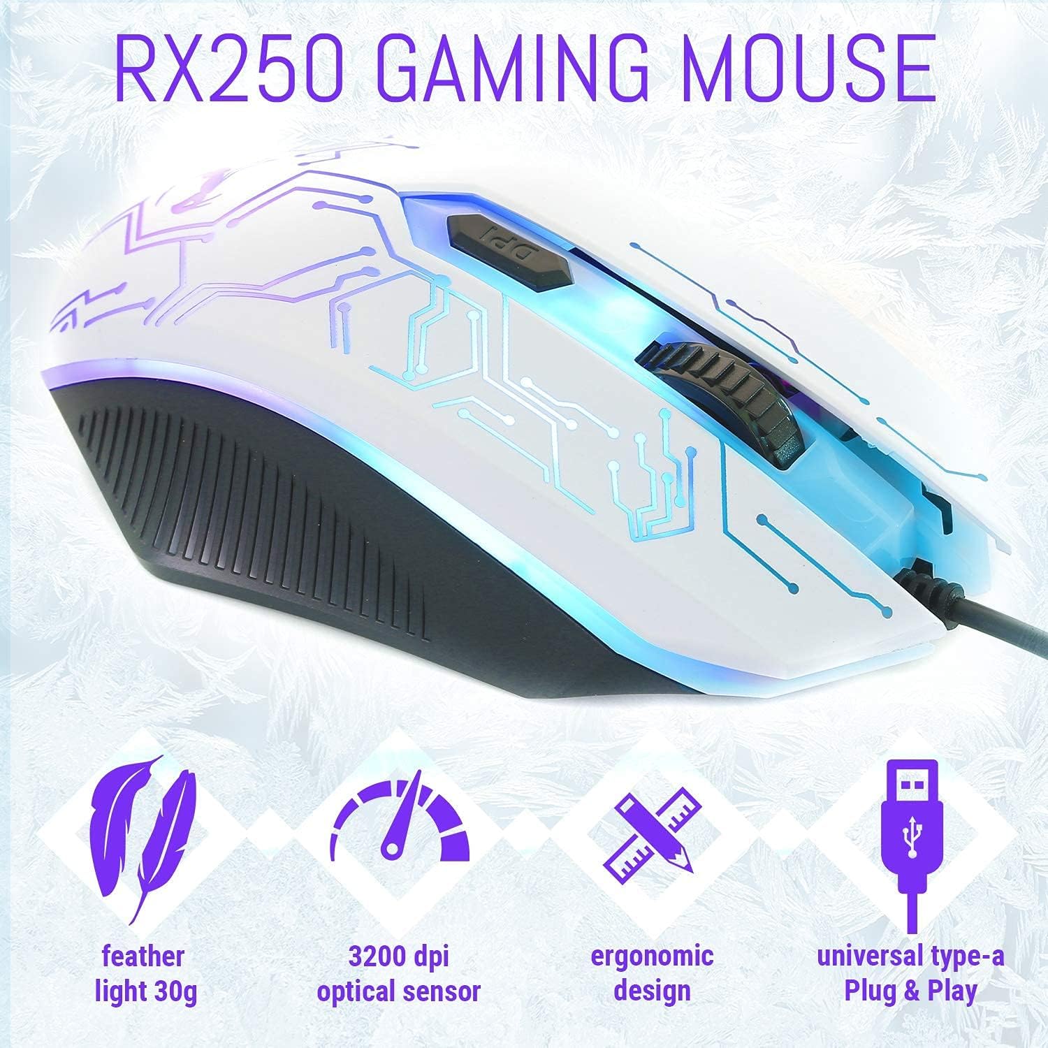 Detalle de Orzly Hornet RX-250 4‑in‑1 White Gaming Bundle