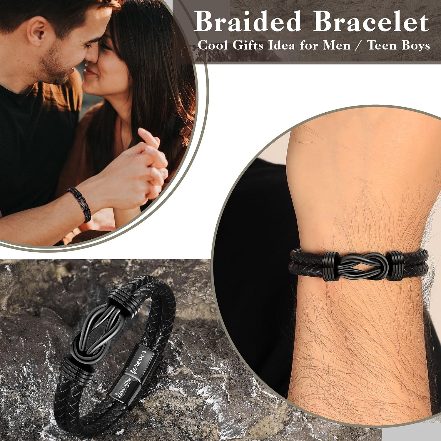 Detalle 1 de BTYSUN Leather Infinity Cuff 1 Bracelet