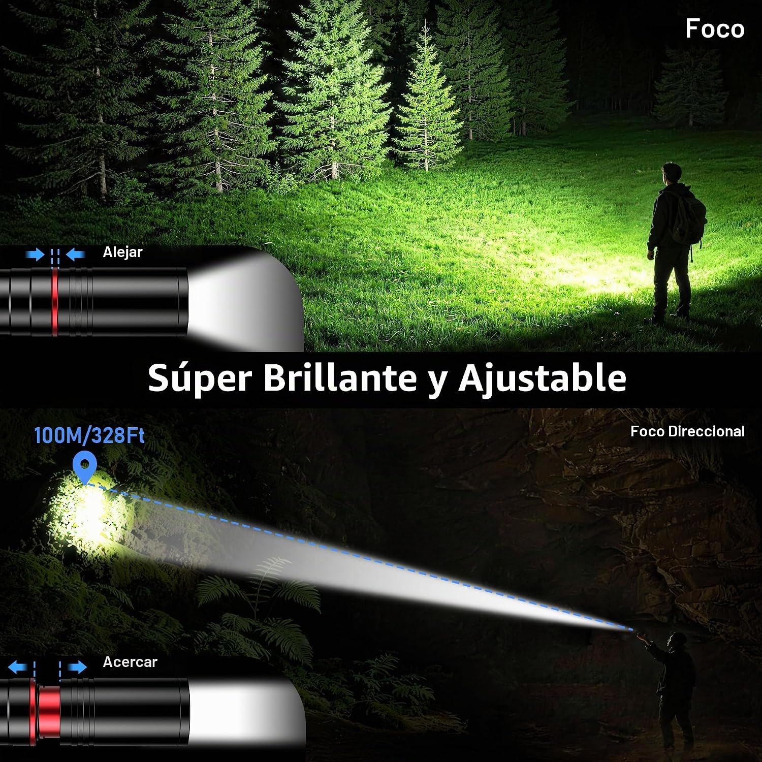 Detalle de Blukar Mini Linterna LED Recargable: linterna bolígrafo super brillante y compacta