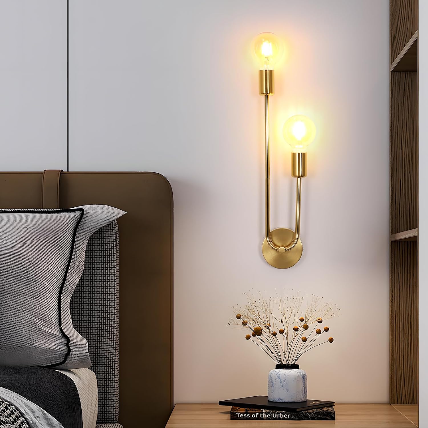 Detalle de Riserva 933M-4/03 vägglampa i guld med två E27-ljuskällor