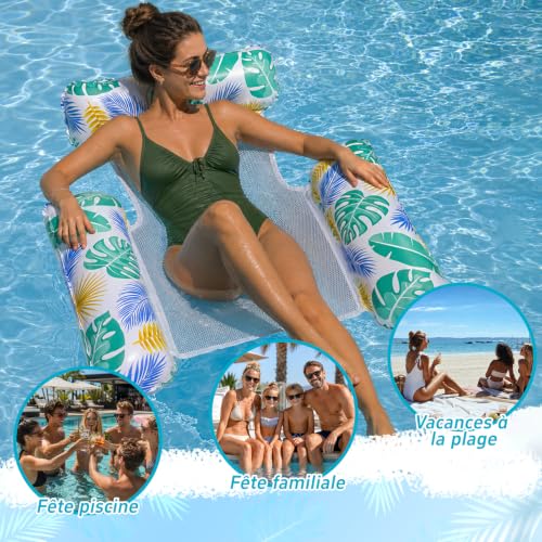 Detalle de Bouée Piscine Mennitr XL – Matelas gonflable 4 en 1 (2 Pièces) pour Hammac et Chaise flottante