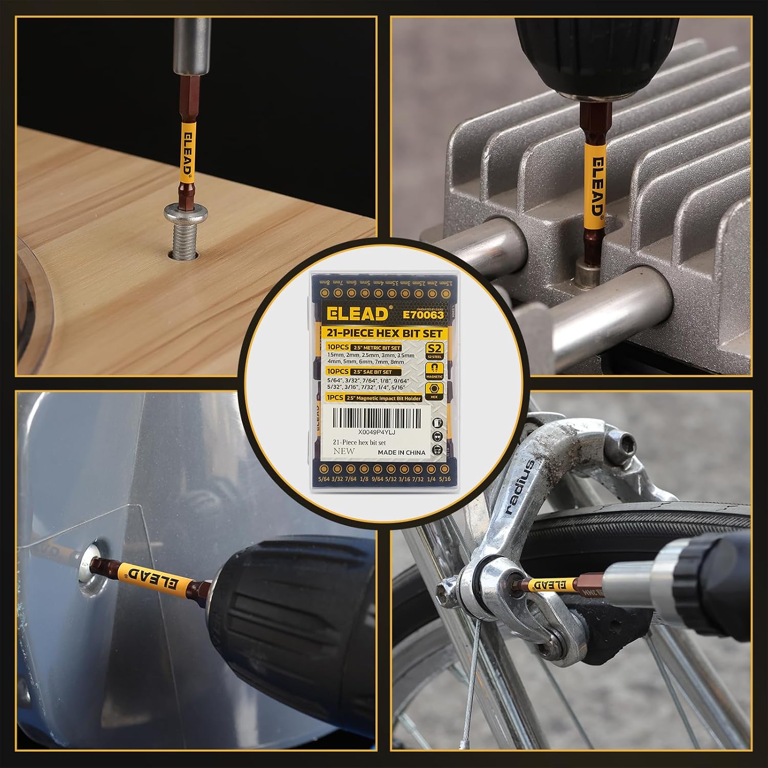 Thumbnail 6 de ELEAD E70063 21-Piece Hex Bit Set, SAE/Metric, 2.5-Inch Impact Bits